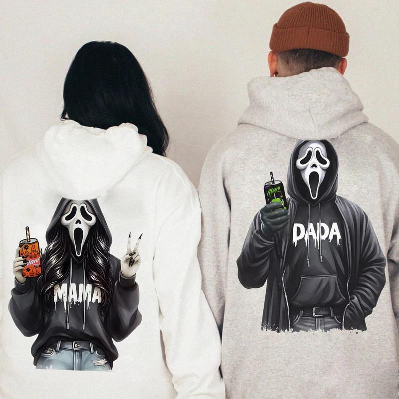 Couple Spooky Mama Dada Drinkin Halloween 2 Sides Shirt Sweatshirt Hoodie, Fun Gh0st Drinkin Coffee Sweatshirt