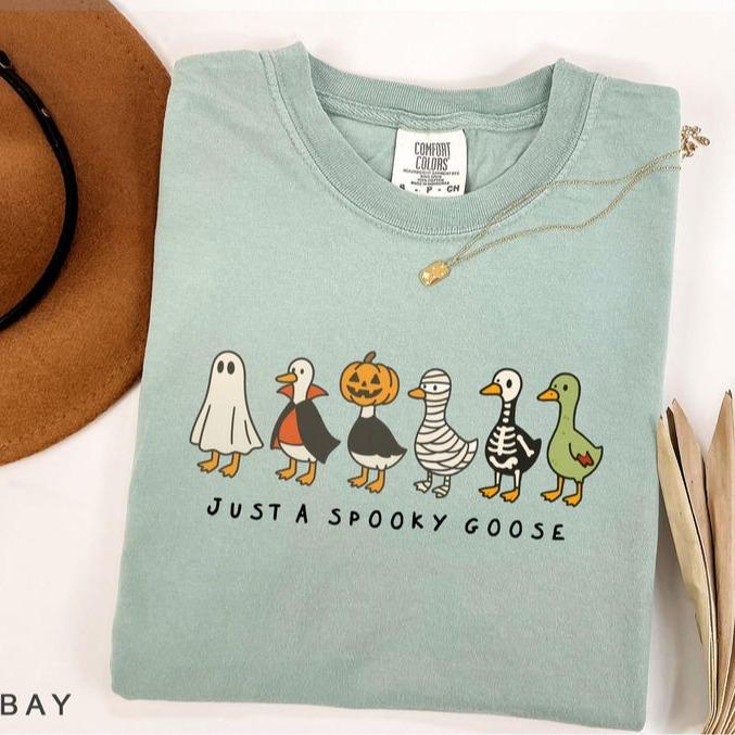 Comfort Colors Halloween Goose shirt, just a Spooky Goose t-shirt, Funny Halloween shirt
