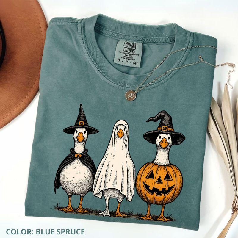 Comfort Colors Boo Ghost Goose T-Shirt, Halloween Goose Tee, Autumn Skeleton, Pumpkin Goose Shirt