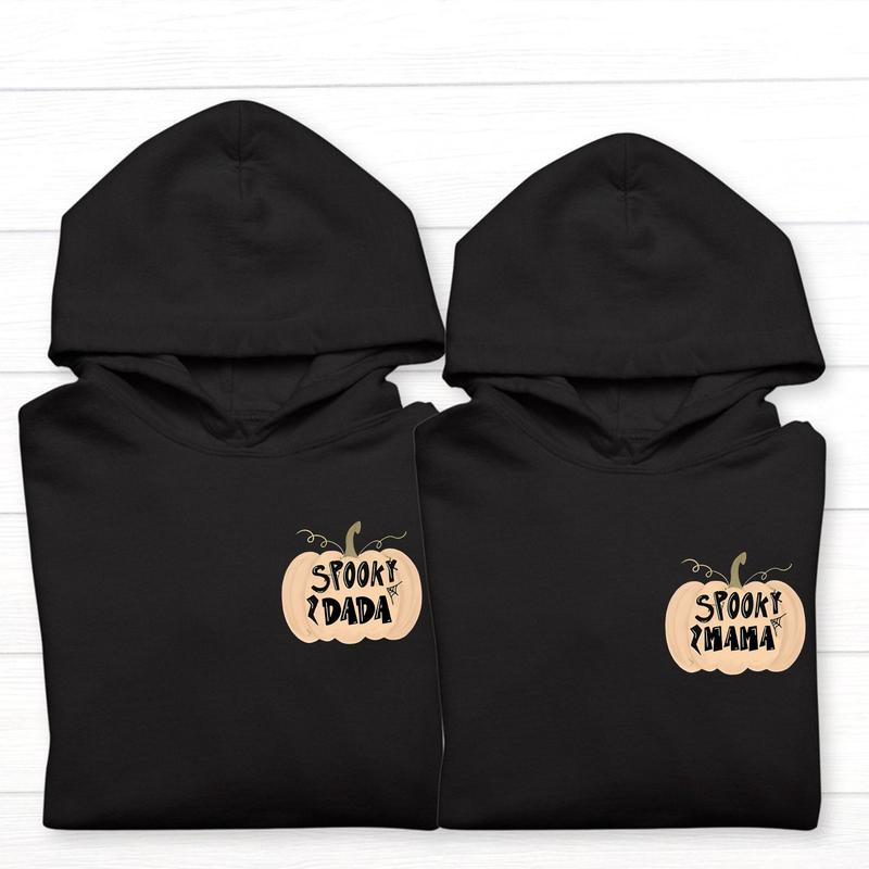 Couple Spooky Mama Dada Drinkin Halloween 2 Sides Shirt Sweatshirt Hoodie, Fun Gh0st Drinkin Coffee Sweatshirt