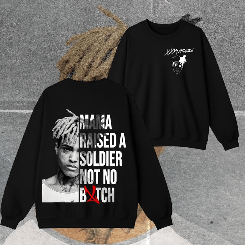 XXXTentacion Hoodie, Mama Raised A Soldier Shirt, Vintage Rapper 2 sided T-Shirt, Retro Tribute Rapper Pullover, xxxtentacion Y2K tee, Gift For Him, Streetwear Top
