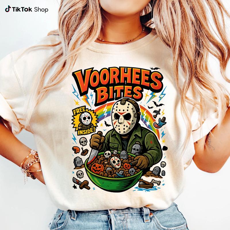 Funny Halloween Graphic T-Shirt, Horror Character Tee, Retro Horror Shirt, Horror Cereal Shirt, Halloween Movie