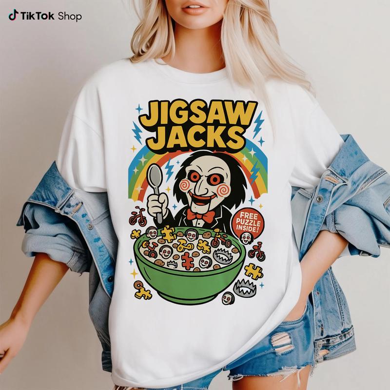 Funny Halloween Graphic T-Shirt, Horror Character Tee, Retro Horror Shirt, Horror Cereal Shirt, Halloween Movie