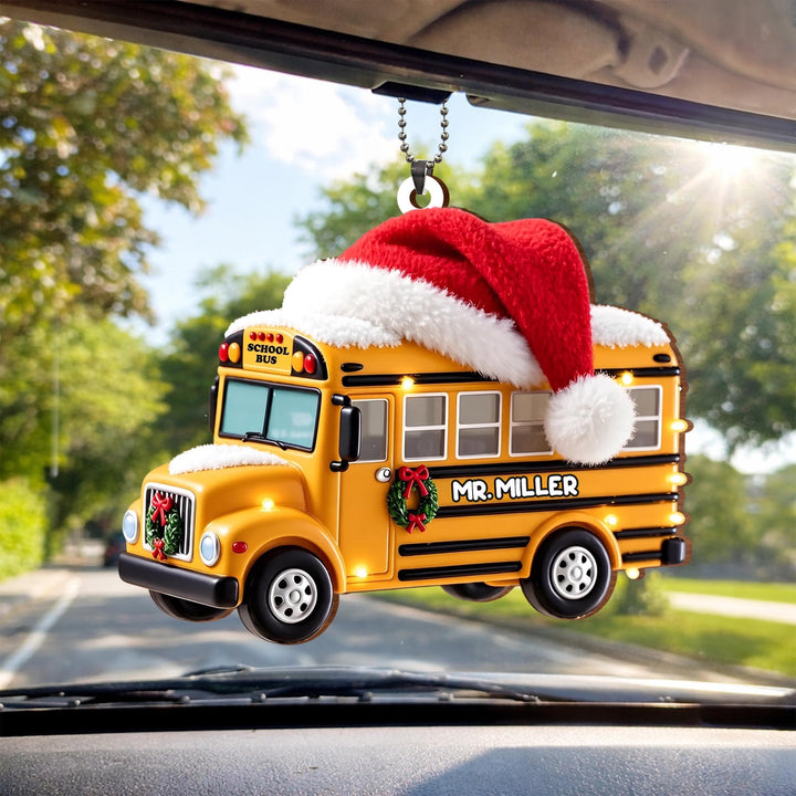 School Bus, Personalized Custom Wood Ornament, Gift For Bus Driver