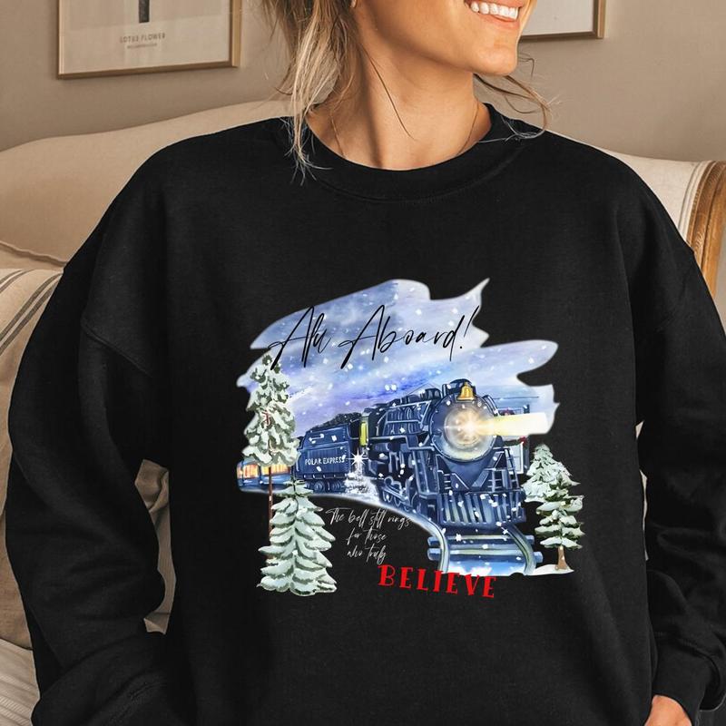 Polar Express Sweatshirt Shirt Hoodies, Polar Express Believe Movie Shirt, Retro 90s Christmas Movies Tee