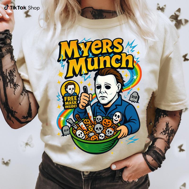 Funny Halloween Graphic T-Shirt, Horror Character Tee, Retro Horror Shirt, Horror Cereal Shirt, Halloween Movie
