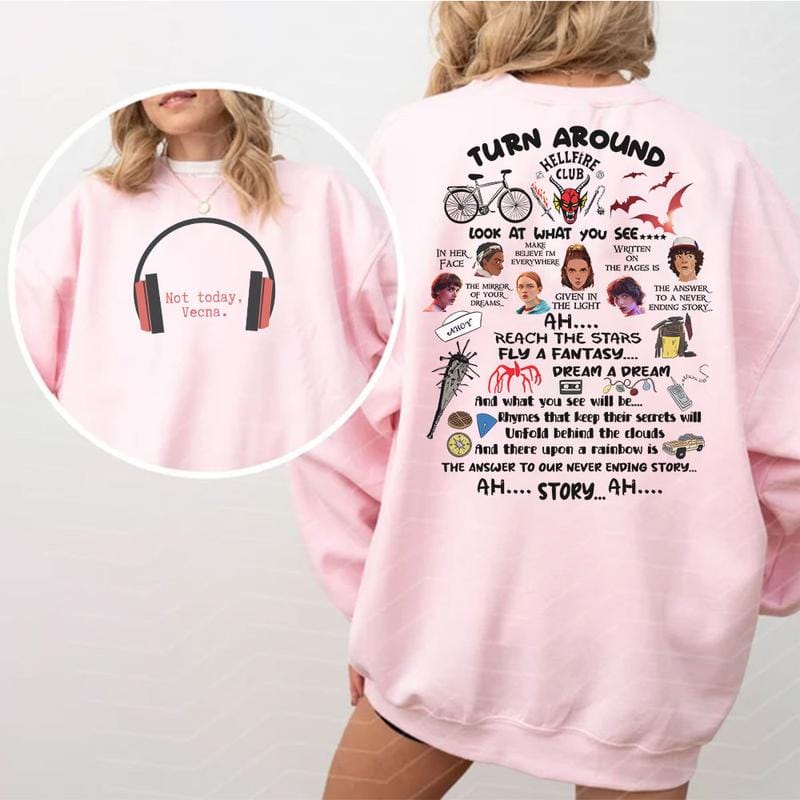 Funny Not Today Vecna Shirt, Never Ending Story 2 sides Sweatshirt, Christmas Things Sweater, Retro Graphic Crewneck, Gift for Stranger Shirt Things Hoodie