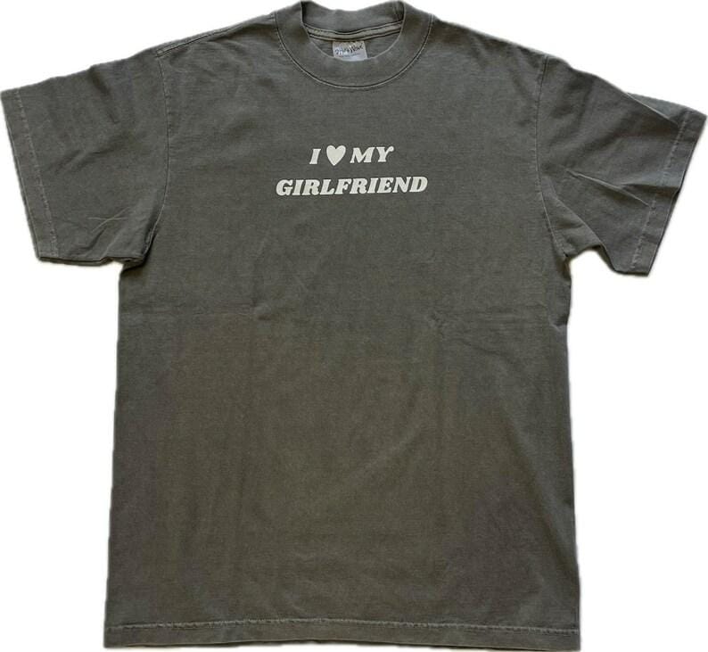 Comfort ColorsI I love my girlfriend t-shirt, Gift For Him, Gift For Her, I love Shirt, I heart shirt, Menswear Crewneck Classic Tee Casual Collar