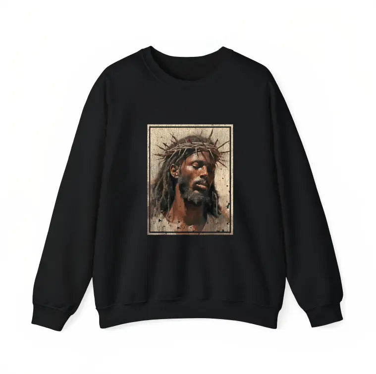 Black Jesus Shirt Face Of Jesus Cross With Crown Of Thorns T-Shirt