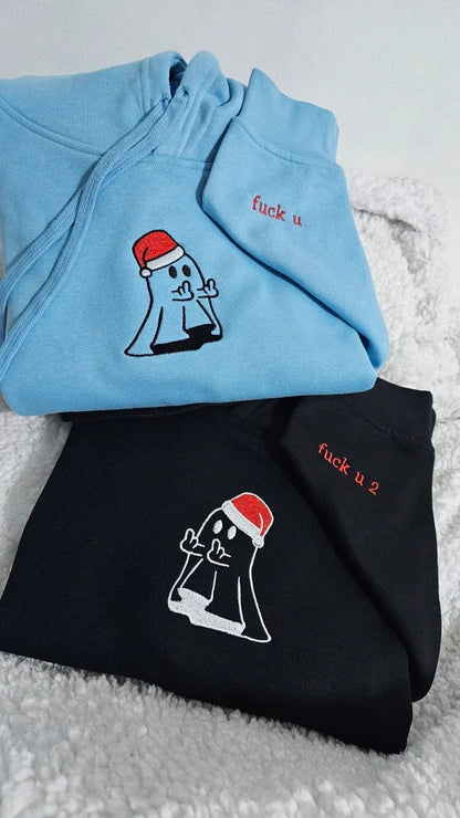 Ghost Middle Finger Christmas Hoodies