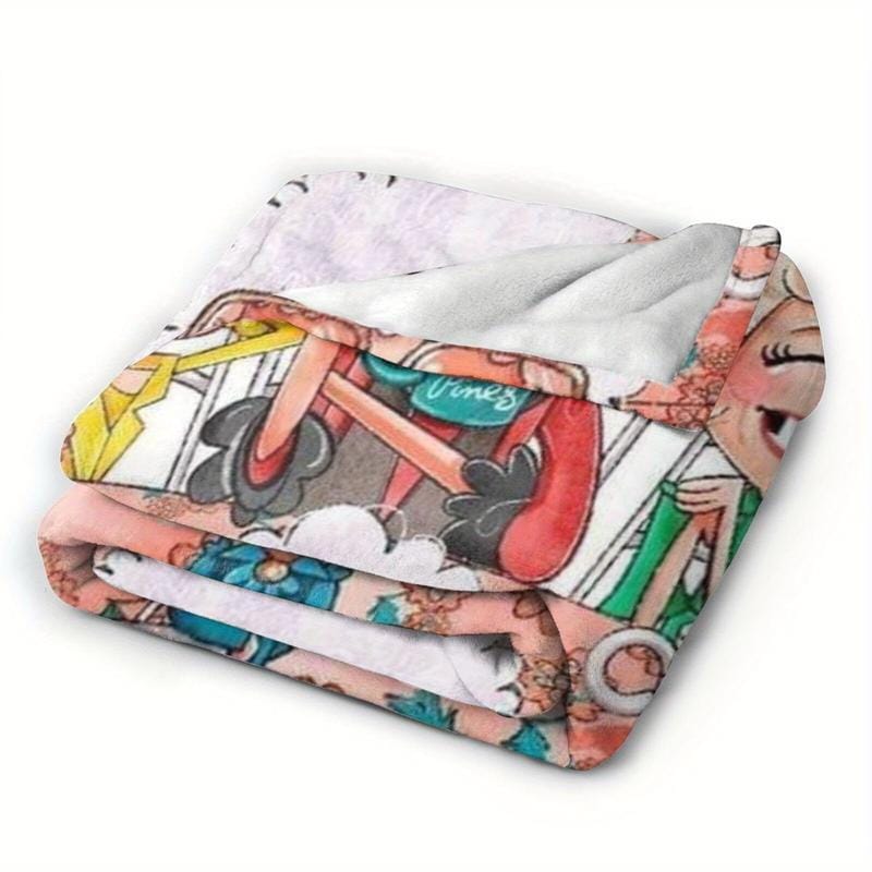 Golden Years Cartoon GG Blanket Warm Napping Blanket for Living Room Office Travel Versatile Gift Blanket Cartoon Print for All Seasons Halloween Decor Christmas Gifts Birthday Decorations Flannel Material Special Design