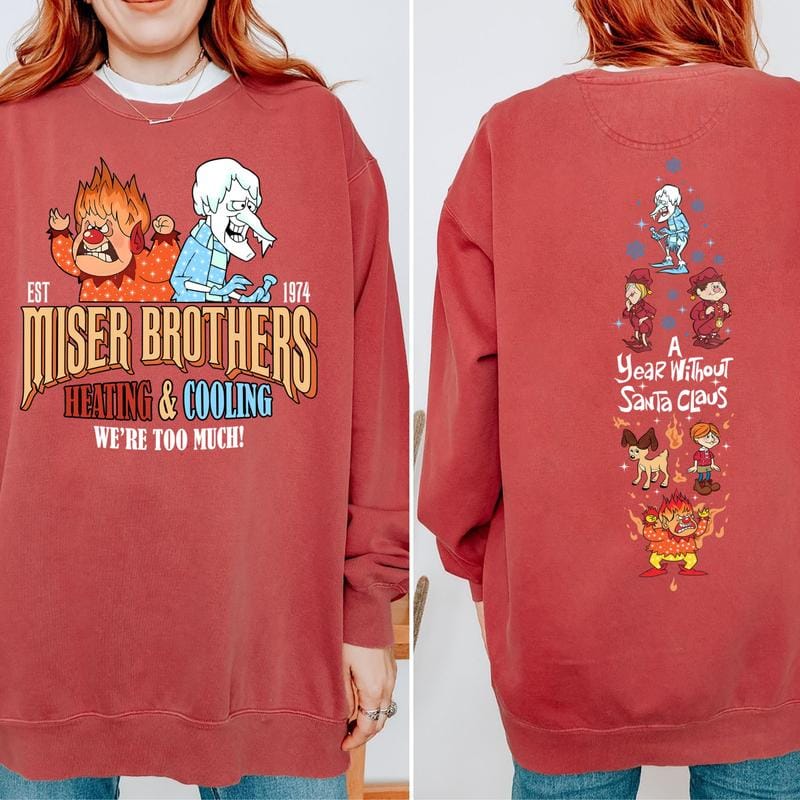 Vintage A Year Without Santa Claus Sweatshirt, Miser Brothers Shirt, Retro Christmas Hoodie, Snow Miser Heat Miser Sweatshirt, Heating and Cooling Miser Shirt
