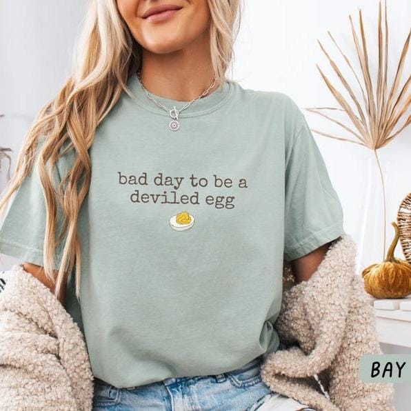 Comfort Colors Bad Day To Be A Deviled Egg T-shirt Funny Thanksgiving Dinner T-shirt Sarcastic Friendsgiving Food Humor Tee
