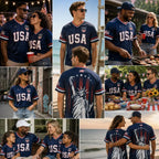 USA Flag Soccer Jersey for Men & Women with Statue of Liberty Graphic V-Neck Athletic Tee