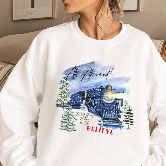 Polar Express Sweatshirt Shirt Hoodies, Polar Express Believe Movie Shirt, Retro 90s Christmas Movies Tee