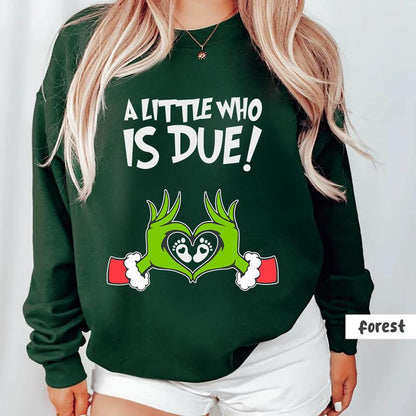 Maternity Sweater for Christmas and Baby Shower - Pregnancy Announcement Crewneck Sweatshirt