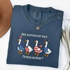Comfort Colors Firequacker Goose Shirt, Funny 4th of July Tee, Patriotic American Flag Shirt, Cotton Tee - Printfamily