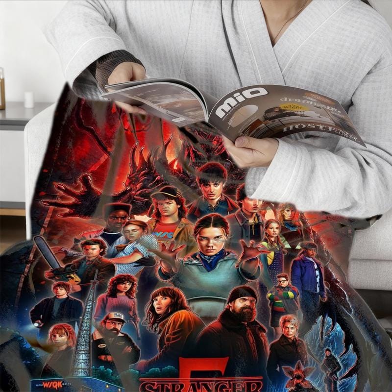 Stranger Things Season 5 Flannel Blanket, Large Soft Lightweight Warm, Perfect for Bed Sofa Office Camping Travel, Christmas Winter Gift
