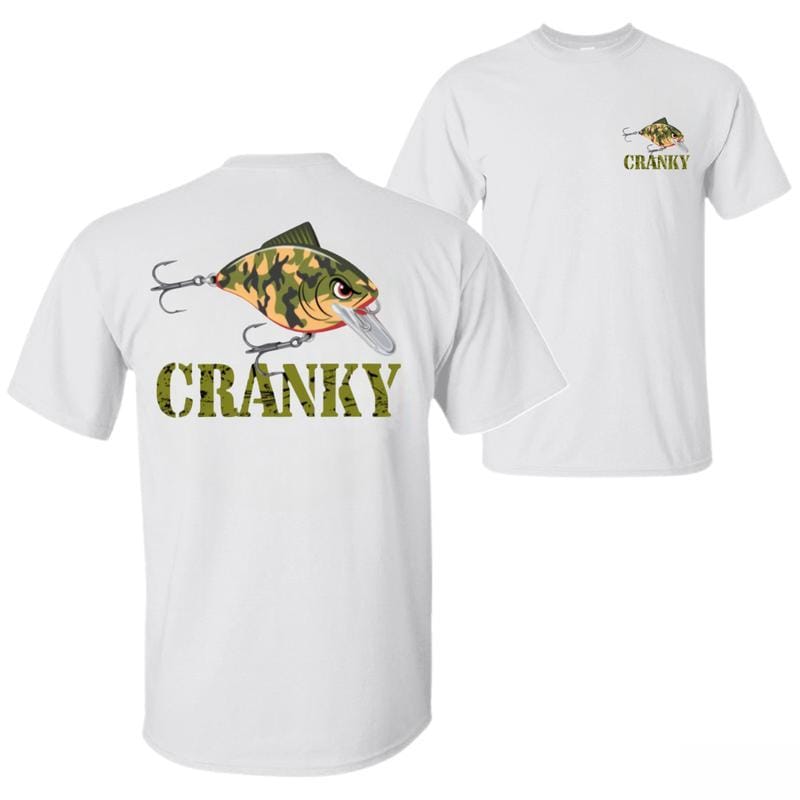 Crankbait T-Shirt, Fishing Lure Graphic Tee for Anglers, Soft Cotton Blend Shirt, Camo Bass Fishing Humor Apparel for Men, Gift for Crankbait Lovers