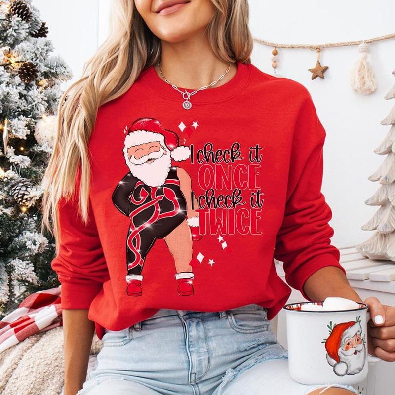 Santa I Check It Once O Check It Twice Era Inspired Unisex T-shirt Sweatshirt Hoodie
