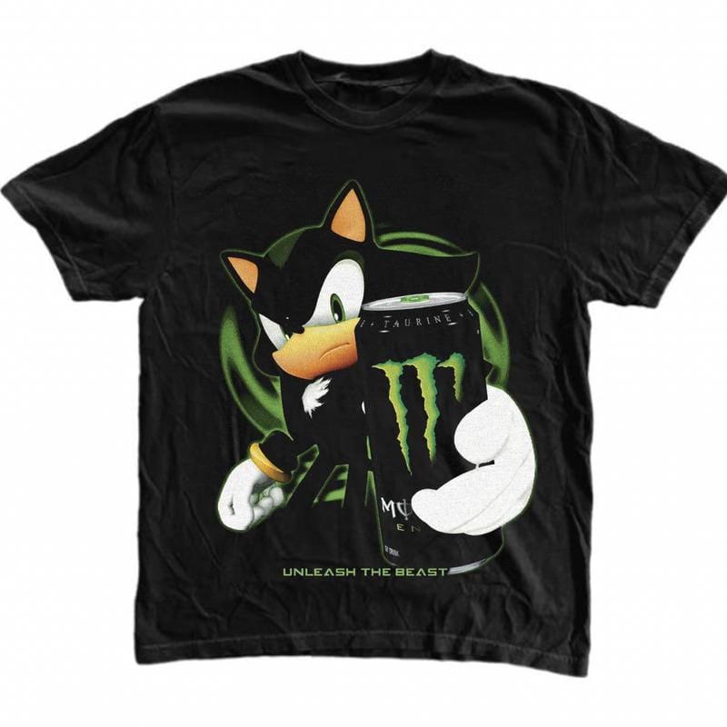 Unlesh The Beast T-Shirt, Shadow the Hedgehog Shirt, Sonic Shirt, Unisex Grafik-T-Shirts Gothic Grunge Y2k Emo Scene Amity Affliction Style Kleidung Herrenmode Damenmode Streetwear 