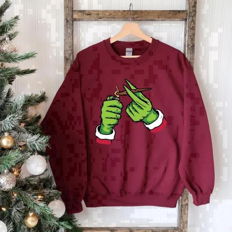 Grinchmas Sweatshirt, P.ot.h.ead Christmas Sweater, Xmas Cannabiiis Shirt, Marijjjuana Sweatshirt, Adult Christmas Party,Comfort Cotton