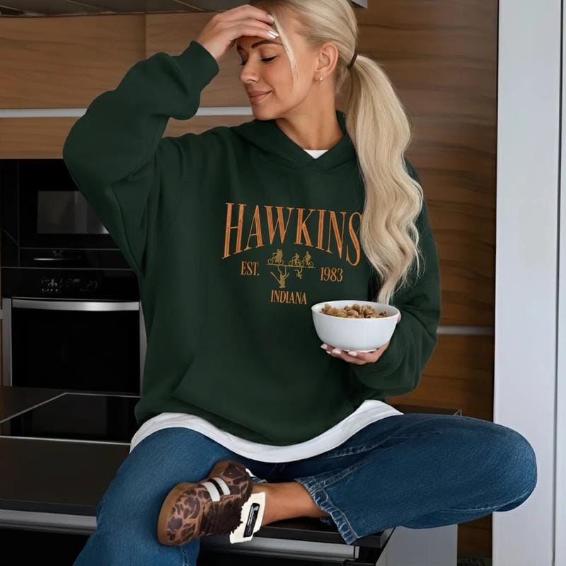 Embroidery Hawkins Indiana 1983 Sweatshirt, Strang.er Movie Shirt Thin.gs, Vintage Things Movie Merch Strang.er, Hawkins India.na 1983 Est 100% Cotton