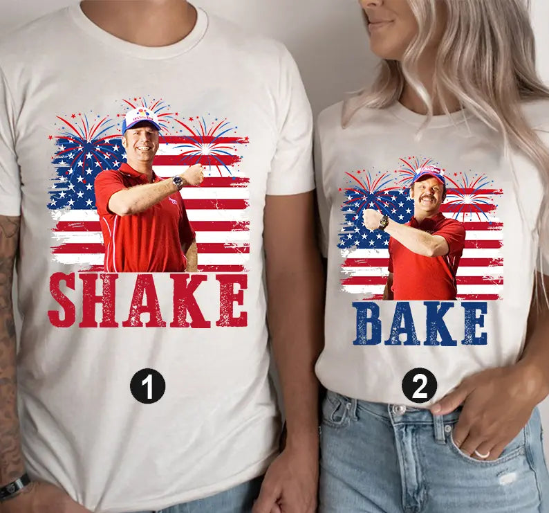 Shake and Bake 4th of July Matching Tee - Funny Couples Graphic T-Shirt