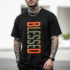 Men's Plus Size Casual Crew Neck T-Shirt - Geometric-Pattern, Smooth Cotton Knit Fabric, Medium Stretch - Short Sleeve Tee for Leisure & Everyday Wear | Breathable Comfort Fit | Machine Washable