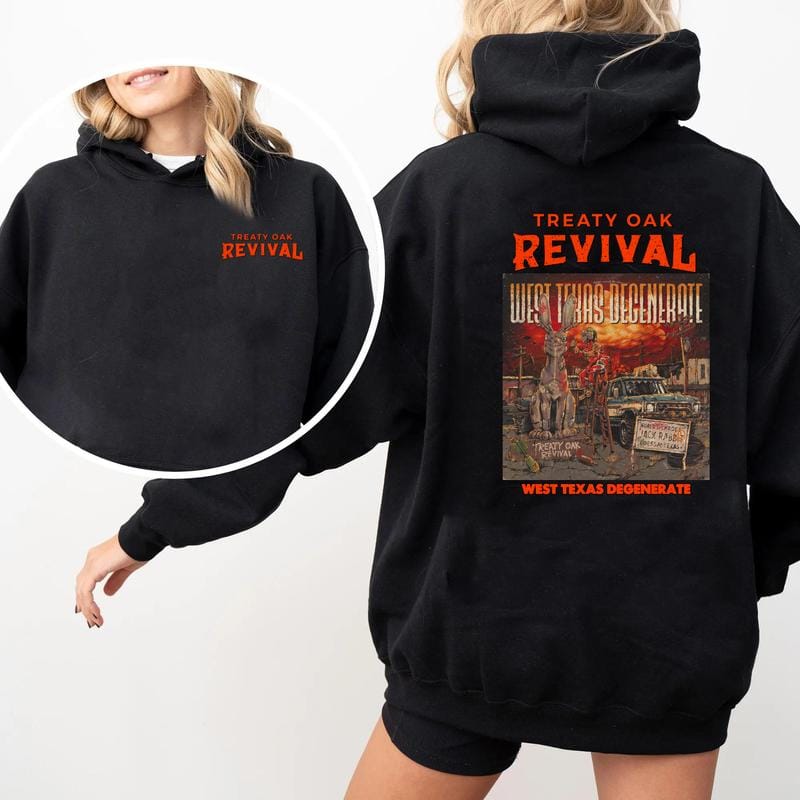 New Release Treaty Oak Revival West Texas Degenerate Hoodie – Country Rock Graphic Hoodies, Western Vintage Cowboy Music Sweatshirt, Retro Band Merch, Perfect Gift for Music Lovers