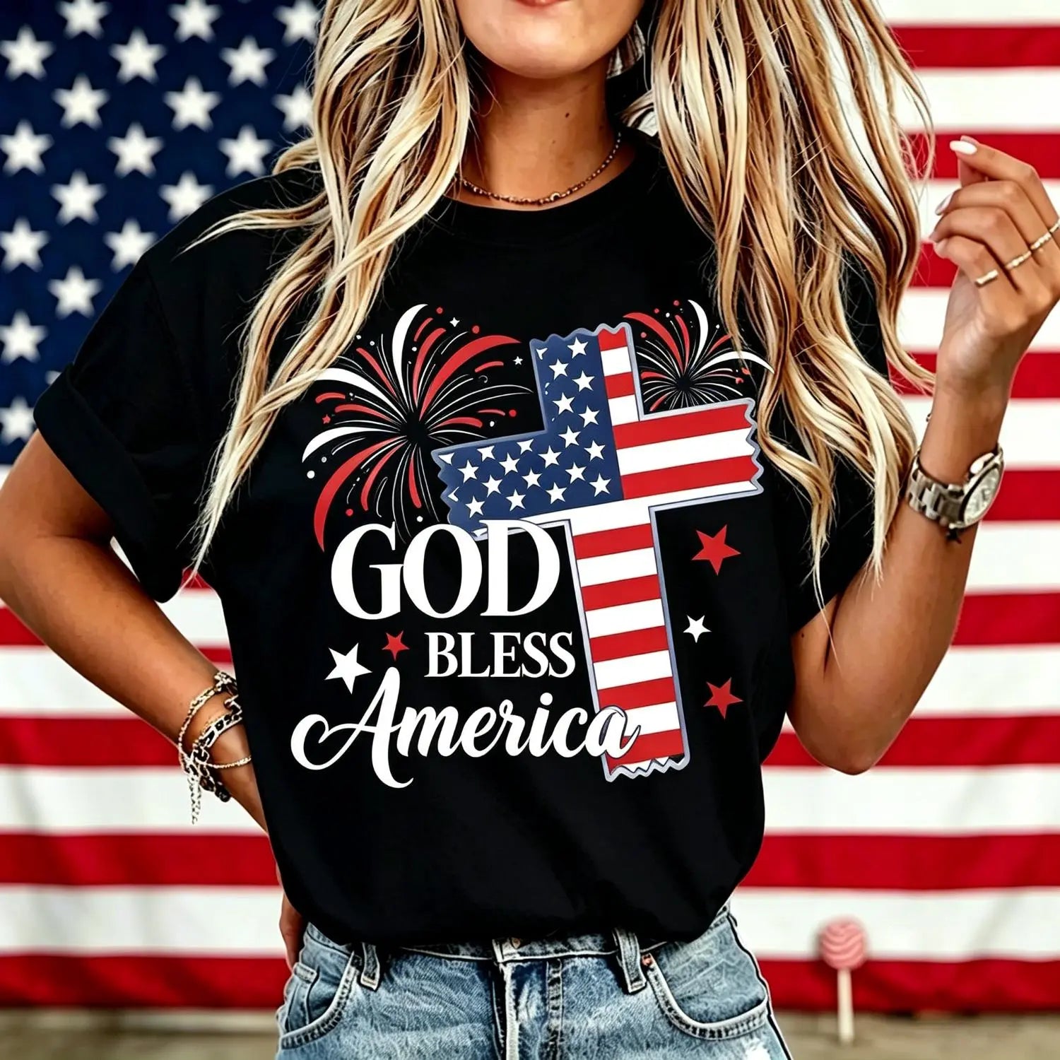 God Bless America T-Shirt Sweatshirt Hoodie | USA 250th Anniversary Patriotic Tee