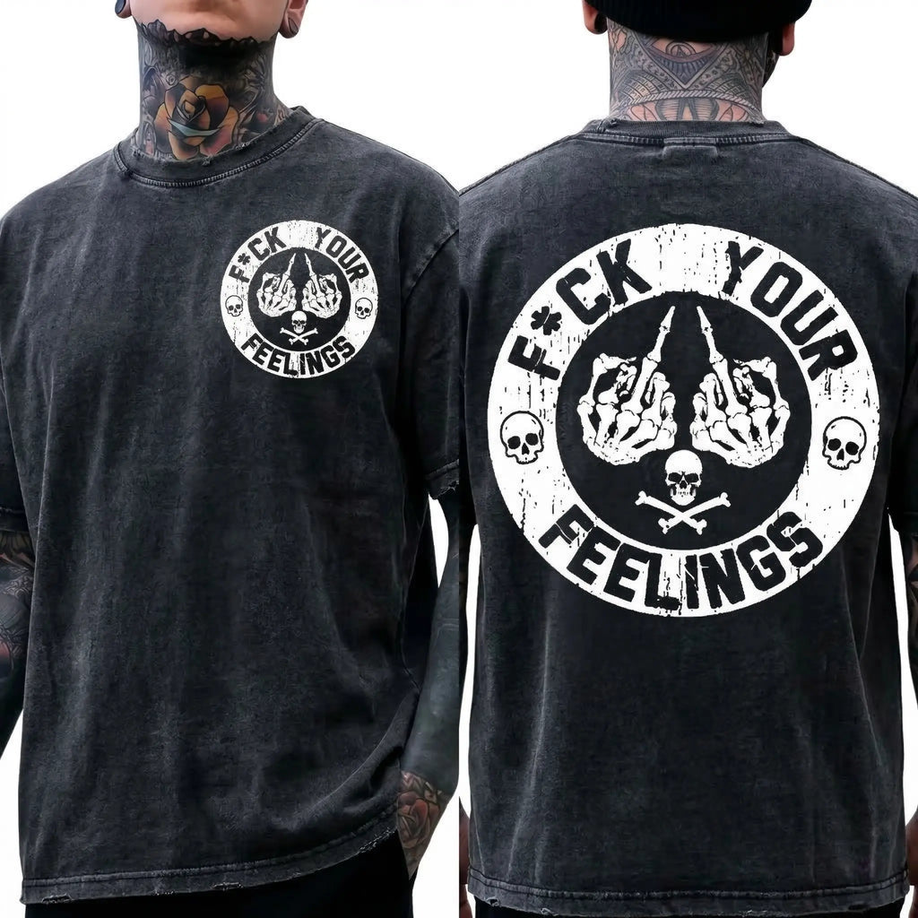 F*ck Your Feelings Skull Tee - Bold Statement Graphic T-shirt | Limited Edition Streetwear Casual Angel graphic tee shirts men