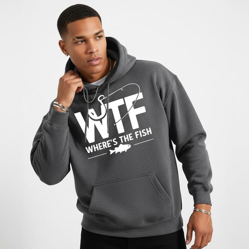 Lustiger Herren-Hoodie mit Angelmotiv – Langarmpullover aus Baumwollmischgewebe, normale Passform | Weiches und atmungsaktives Material, strapazierfähiger Druck, hoher Tragekomfort, maschinenwaschbar, lässiger Streetwear-Look 
