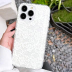 Romantic Lace Transparent Air Cushion Case for iPhone 17–11 Pro Max, Plus & Air – Bride-to-Be Engagement Gift
