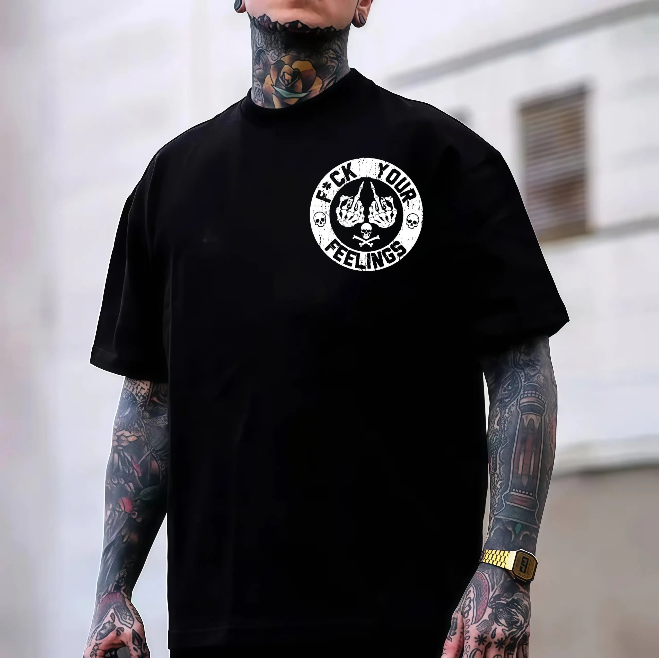 F*ck Your Feelings Skull Tee - Bold Statement Graphic T-shirt | Limited Edition Streetwear Casual Angel graphic tee shirts men