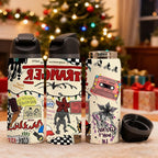Double-Wall Stainless Steel Vacuum Cup - 19/24/32oz Insulated Mug with Flip Lid, Leak-Proof Skinny Travel Thermal Mug - Retro Horror Graffiti-Print, 12H Hot & 24H Cold Retention