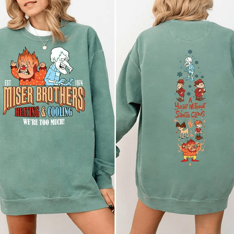 Vintage A Year Without Santa Claus Sweatshirt, Miser Brothers Shirt, Retro Christmas Hoodie, Snow Miser Heat Miser Sweatshirt, Heating and Cooling Miser Shirt
