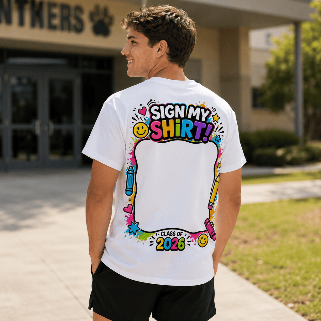 Last Day of School 2026 Graphic Tee Boys Graduation Autograph Signature Casual Short Sleeve Shirt