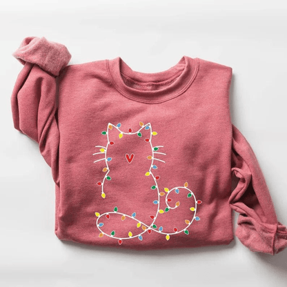 Adorable cat Christmas sweatshirt for women, perfect gift for cat lovers, featuring festive holiday design and cute Xmas graphic for cozy winter days
