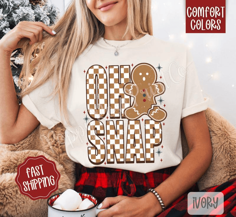 Oh Snap Comfort Colors, Trendy Women's Holiday Tshirt