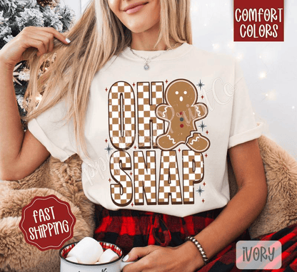 Oh Snap Comfort Colors, Trendy Women's Holiday Tshirt