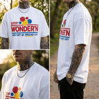 Humorous Mens Graphic TShirt Featuring Stop Wondering Get Your Bread Up Motif with Smiling Bread Slice Illustration