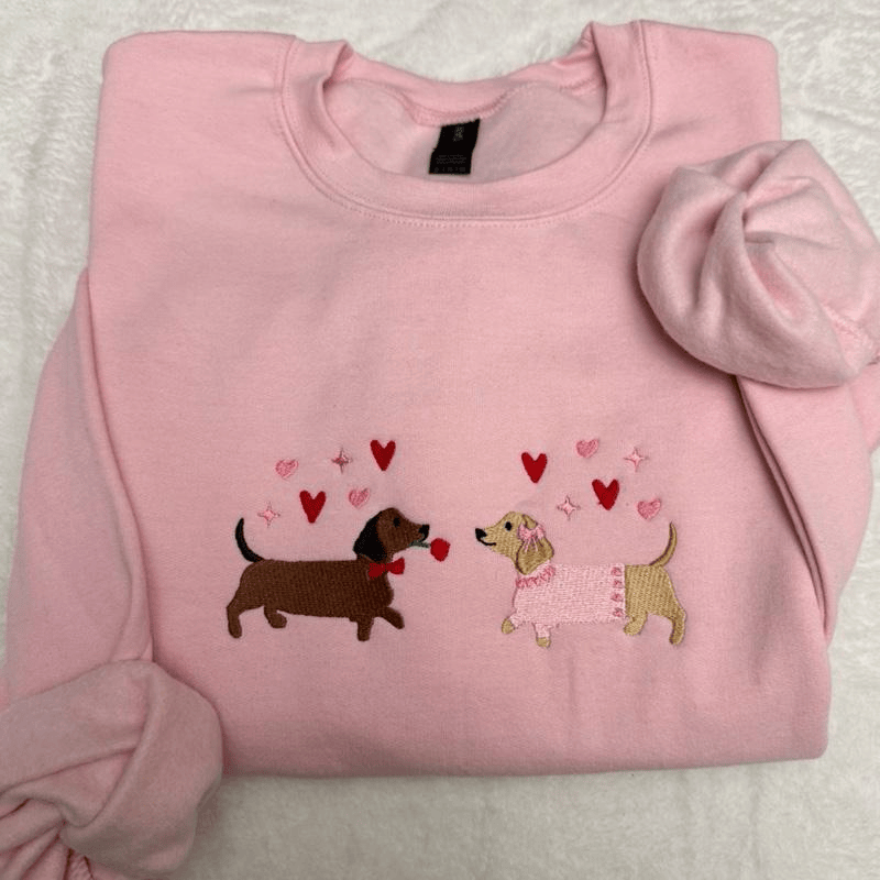 Dachshund Valentine’s Day sweatshirt embroidered sweatshirt
