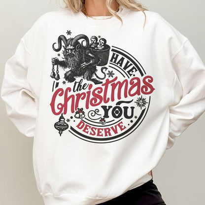 Krampus Christmas Sweatshirt, Sarcastic Funny Christmas Krampusnacht, Spooky Christmas Crewneck, Dark Horror Xmas, Dark Humor Sweater