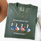 Comfort Colors Firequacker Goose Shirt, Funny 4th of July Tee, Patriotic American Flag Shirt, Cotton Tee - Printfamily