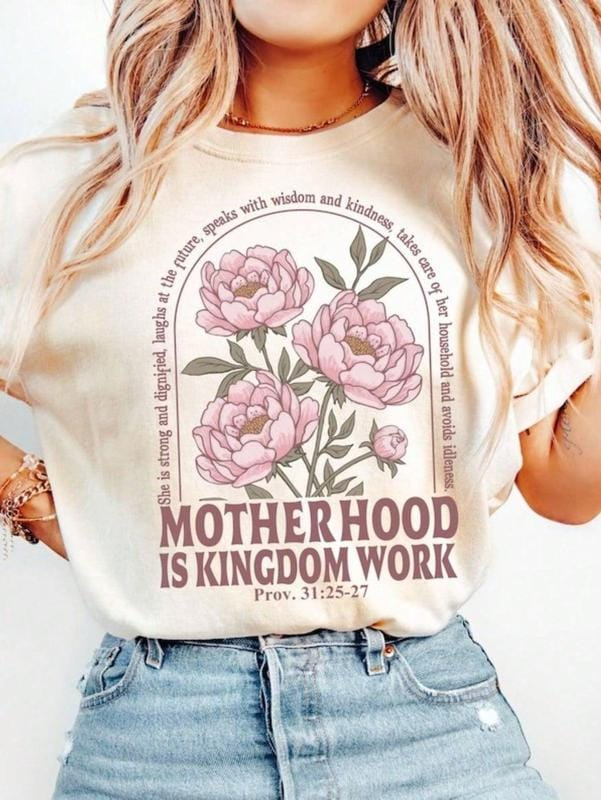 Retro Motherhood Is Kingdom Work  Shirt, Mothers Day Shirt, Christian Mom Gift,Religious Boho Floral Bible Shirt,Mom Life Tee