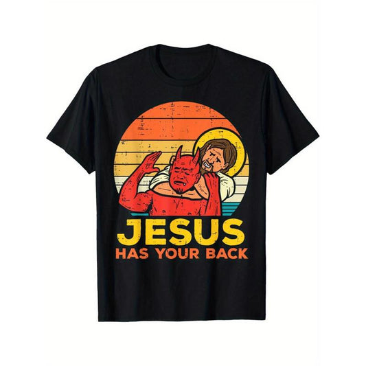 Jesus Has Your Back Jiu Jitsu Retro Christian Men T-Shirt