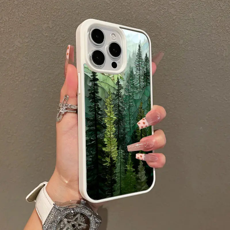 Stained Collage Forest MagSafe Case – Shockproof Silicone Cover for iPhone 17 Pro Max