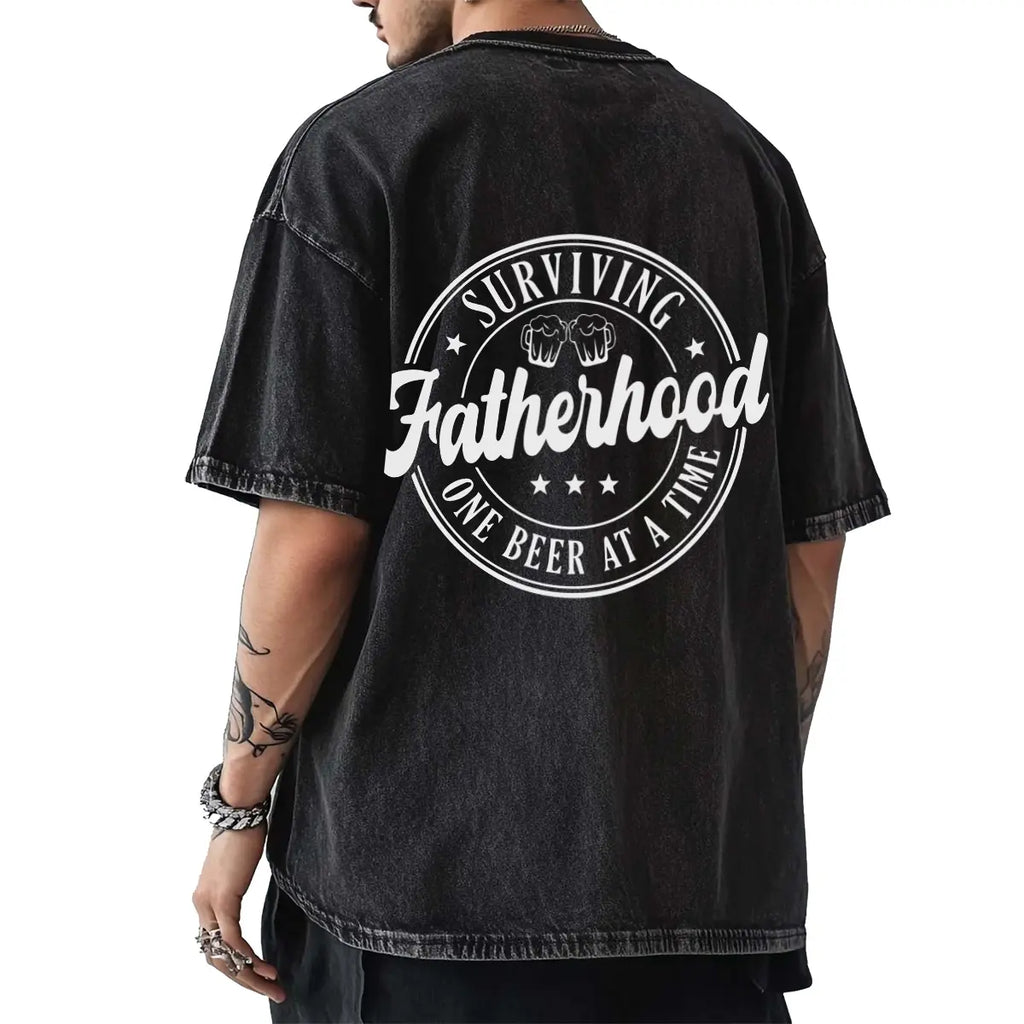 Dad Shirt, Surviving Fatherhood One Beer At A Time Front And Back Shirt, Funny Beer Loving Dad Gift