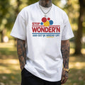 Humorous Mens Graphic TShirt Featuring Stop Wondering Get Your Bread Up Motif with Smiling Bread Slice Illustration